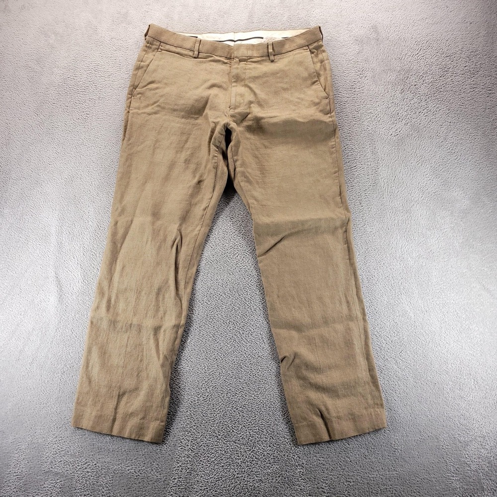 J.CREW Pants Mens 33x32 Beige Ludlow Classic Linen Dress Trousers Straight Fit
